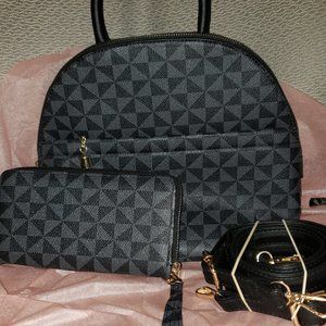 Black and Gray convertible Tote/Backpack Set